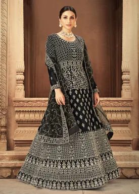 Black Zarkan Diamond Embroidered Bridal Anarkali Suit