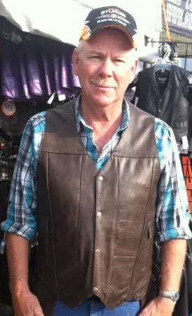 Brown Leather Vest - Lace side Gun poocket