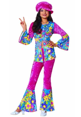 Flower Power Girls 70s Hippie Costume