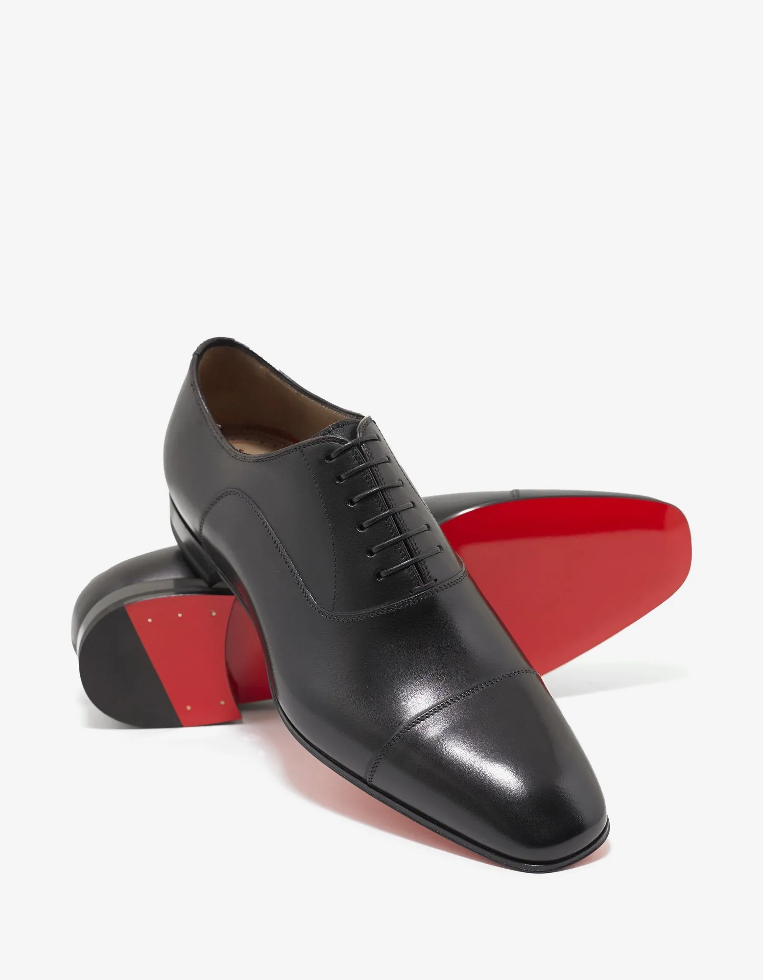 Greggo Flat Black Leather Oxford Shoes -