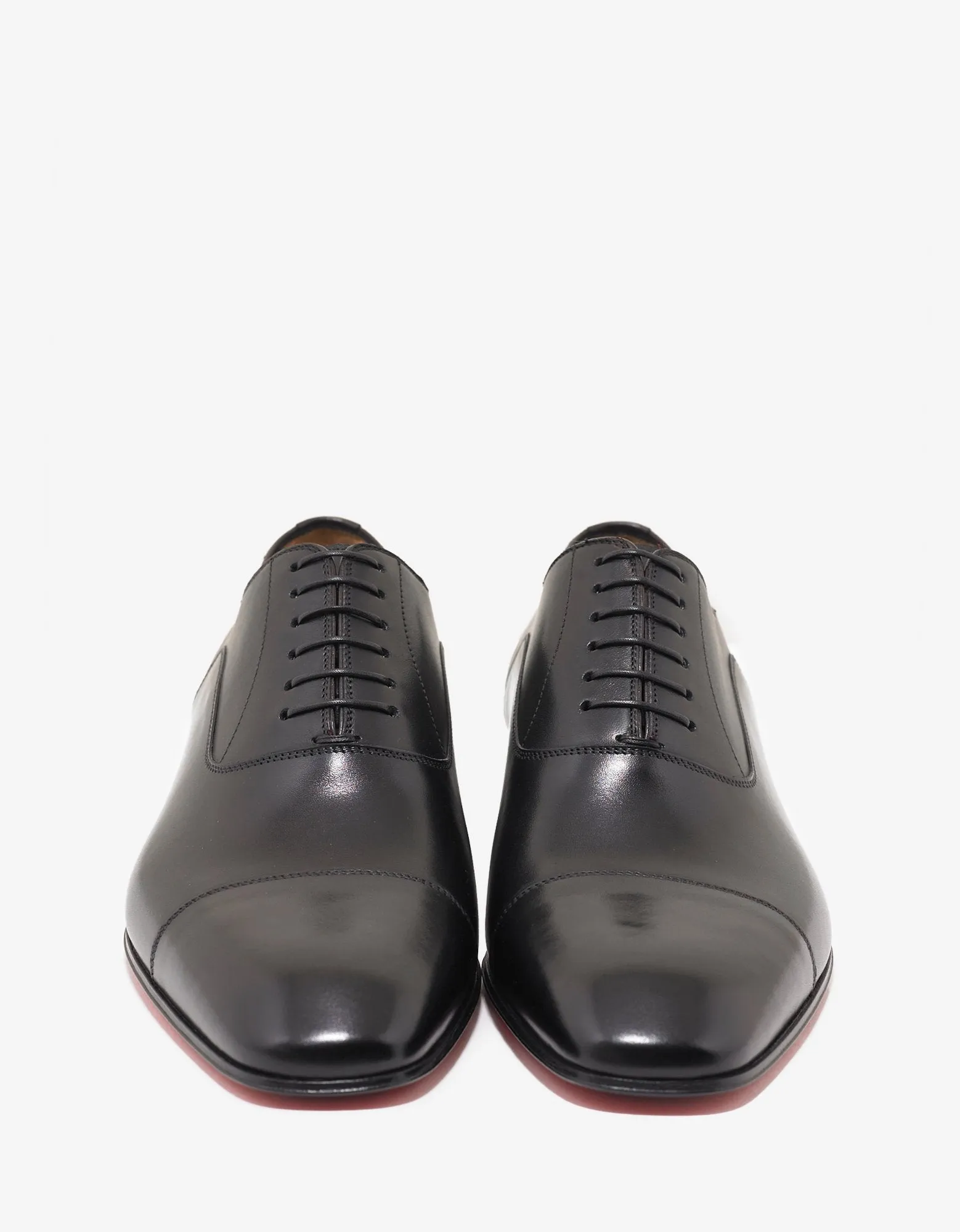 Greggo Flat Black Leather Oxford Shoes -