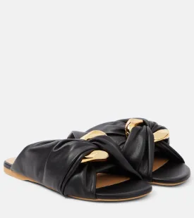 Jw Anderson Corner Leather Slippers, Black