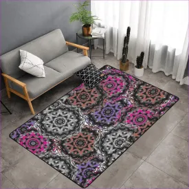 Mandala Graffiti Area Rug with Black Binding 7'x5'