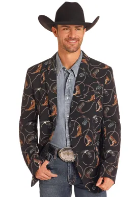 Men's Rock & Roll Cowboy Boot Print Blazer