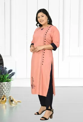 Plus Size Peach Kurta Pant Set