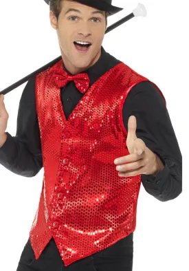 Sequin Waistcoat-Red