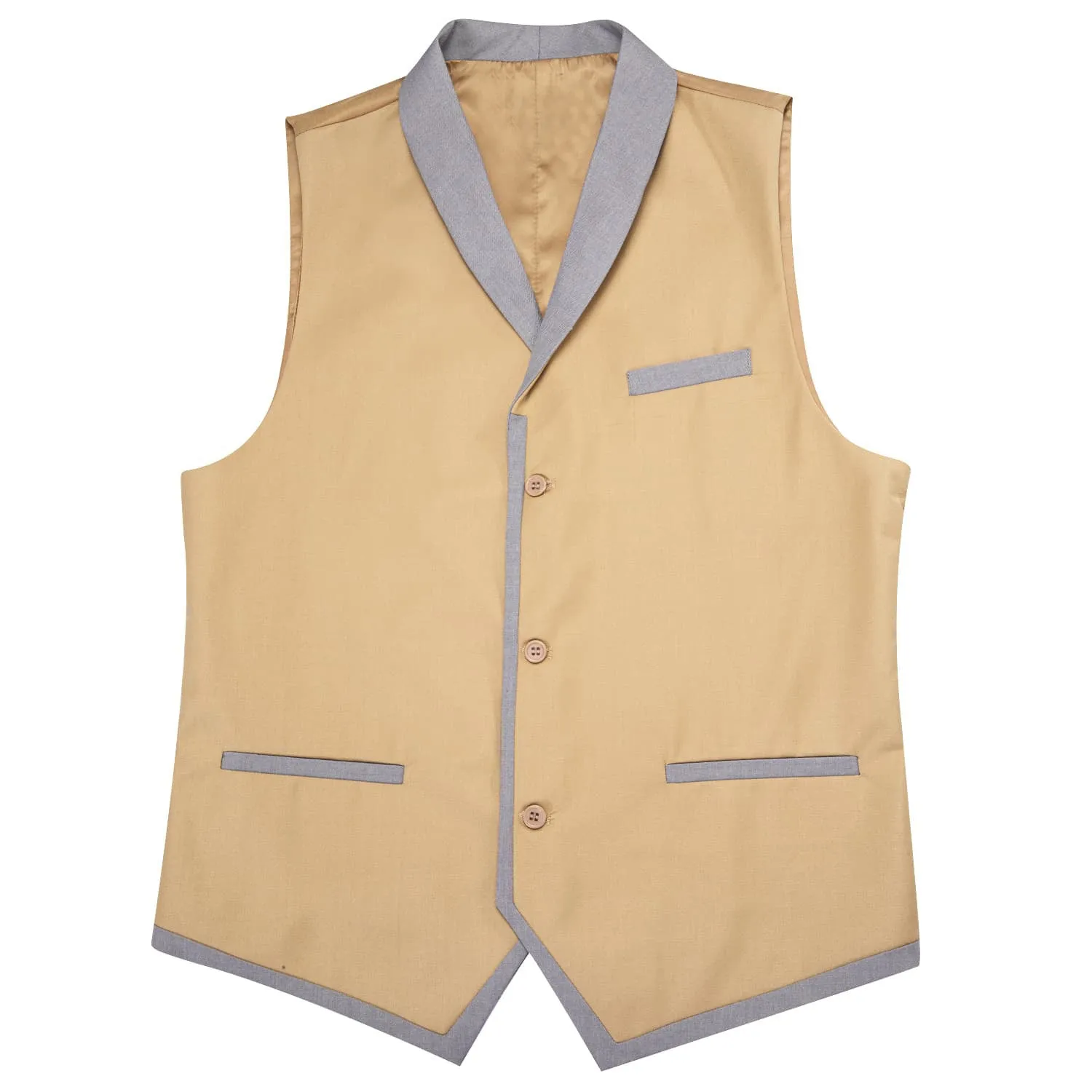 Ties2you Mens Work Vest Khaki Solid Vest Shawl Collar Waistcoat